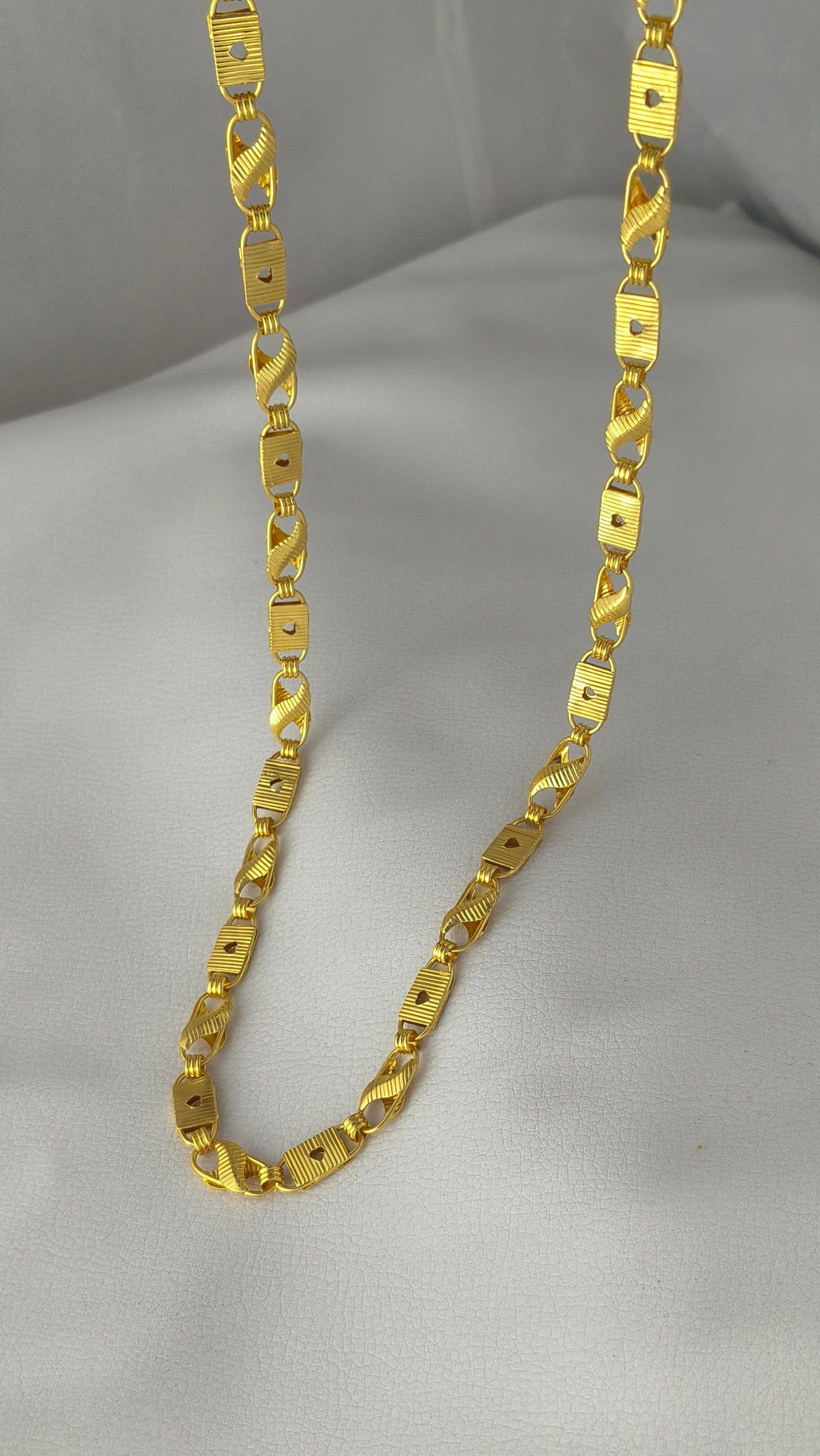 Gold Plated Heart Shape Biscuit Chain For Men.