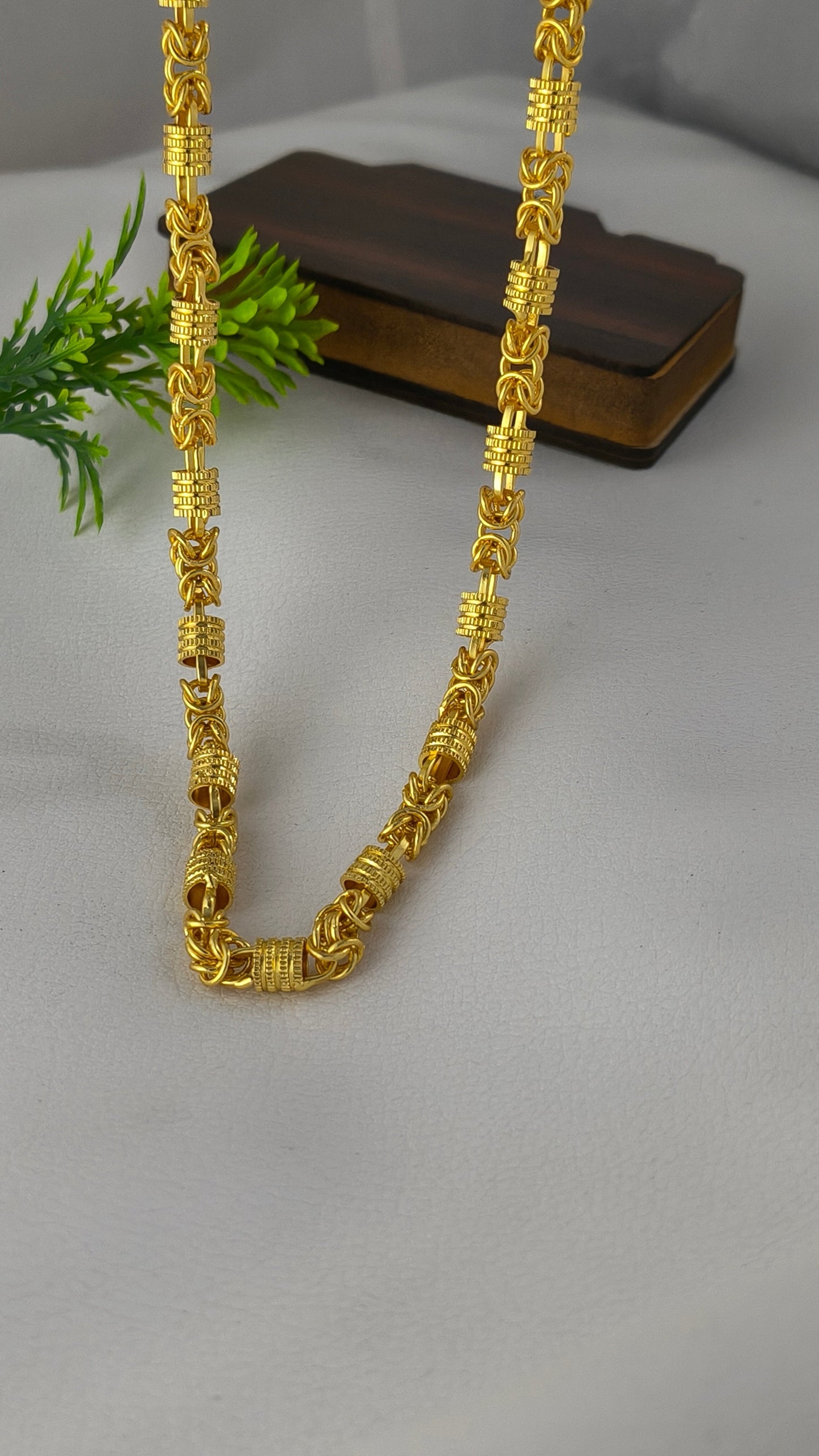 New Exclusive Indo Design Gold Pletted Rajwadi Chain For Men