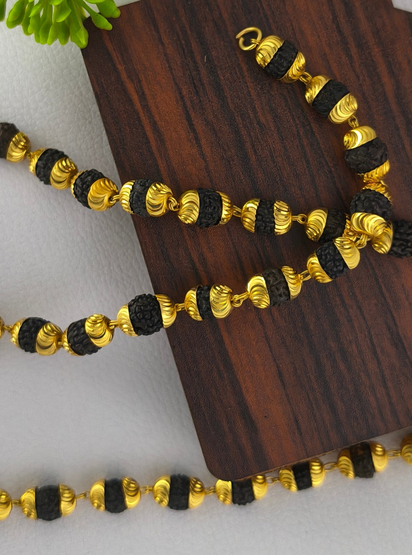 1 Gram Gold Plated black Rudraksha Mala for Men.