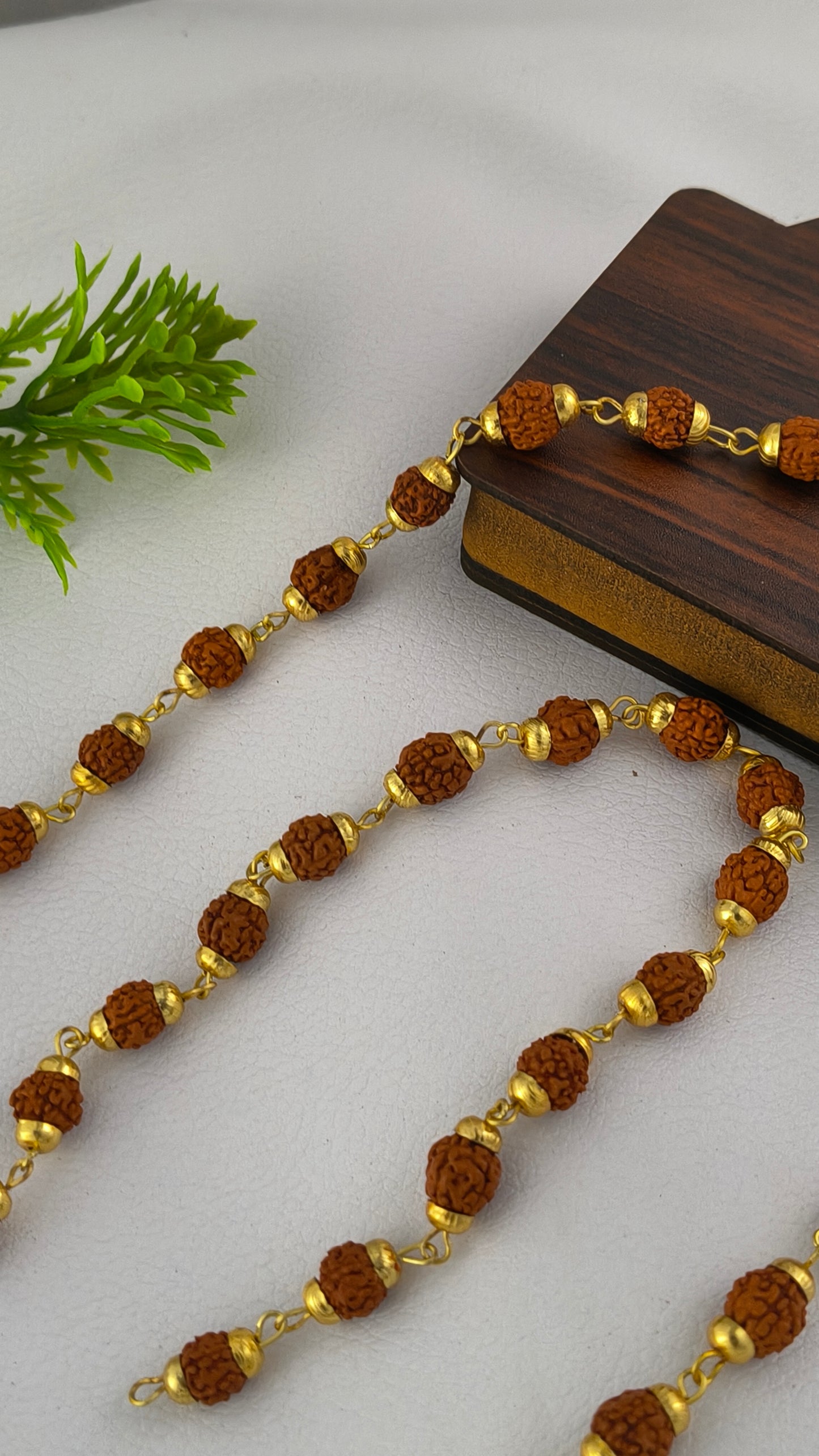 Brown Rudraksh Mala Gold Plated