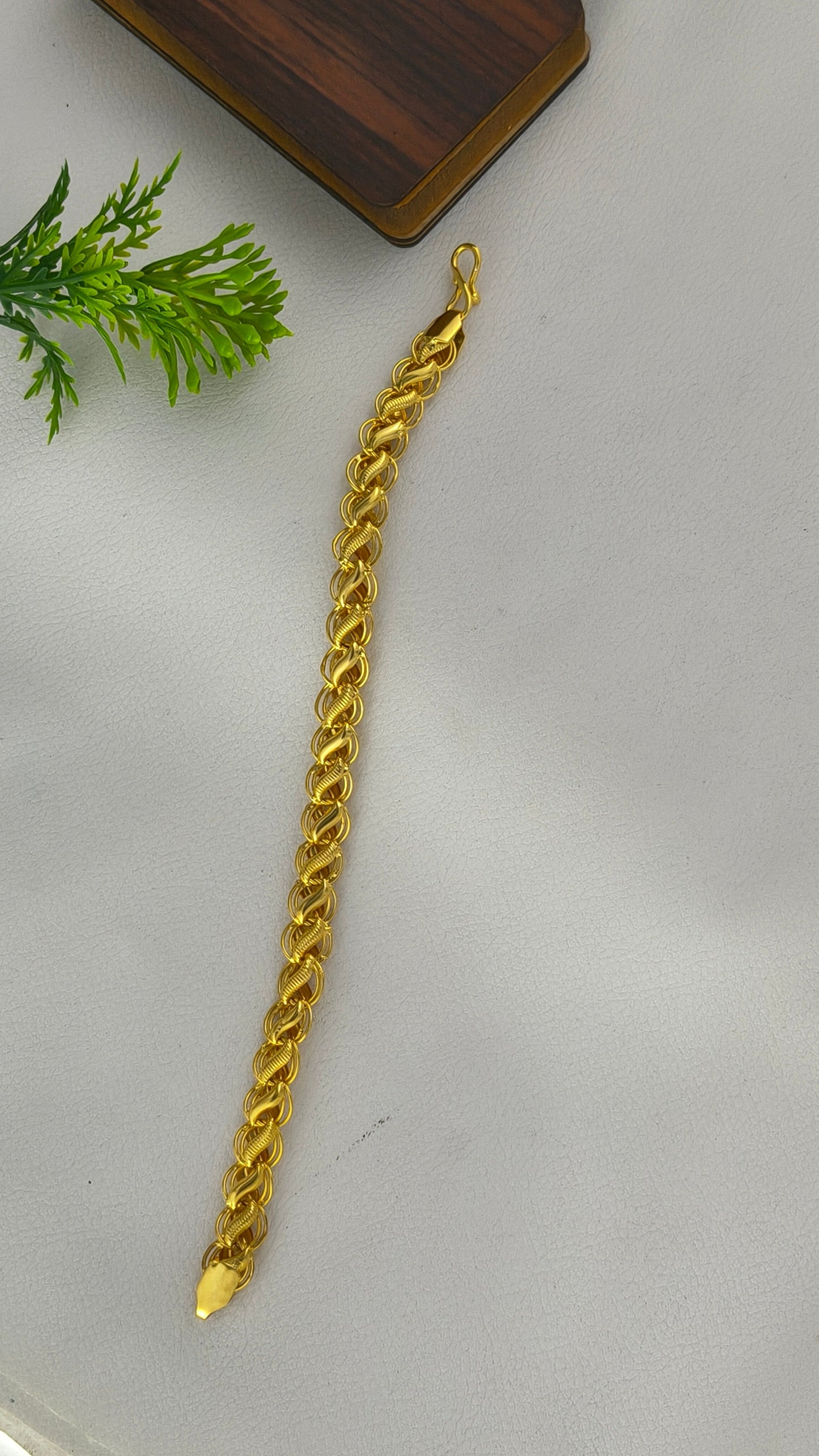 Gold Plated Lotus Design Bracelet For Men.