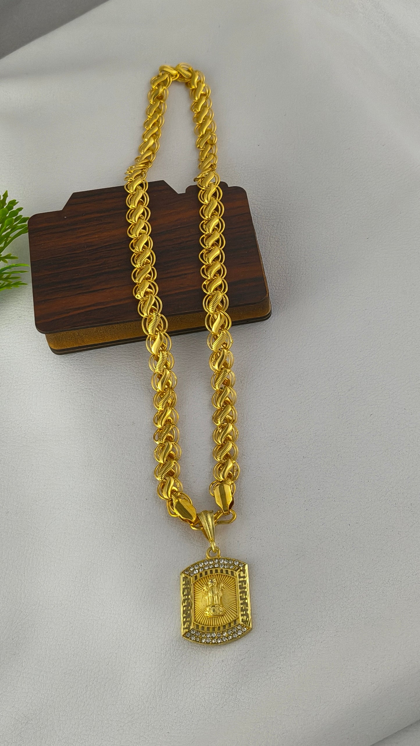 Gold Plated Lotus design Chain With Pendent Combo set,
