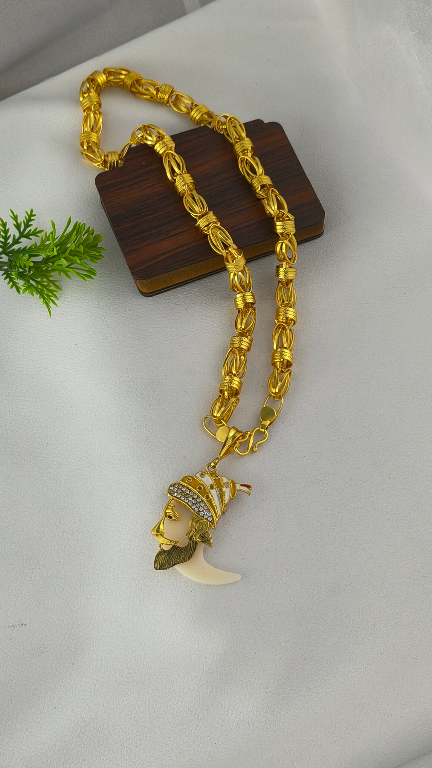 Shivaji Maharaj Pendant with royal stylish chain combo Gold Plated