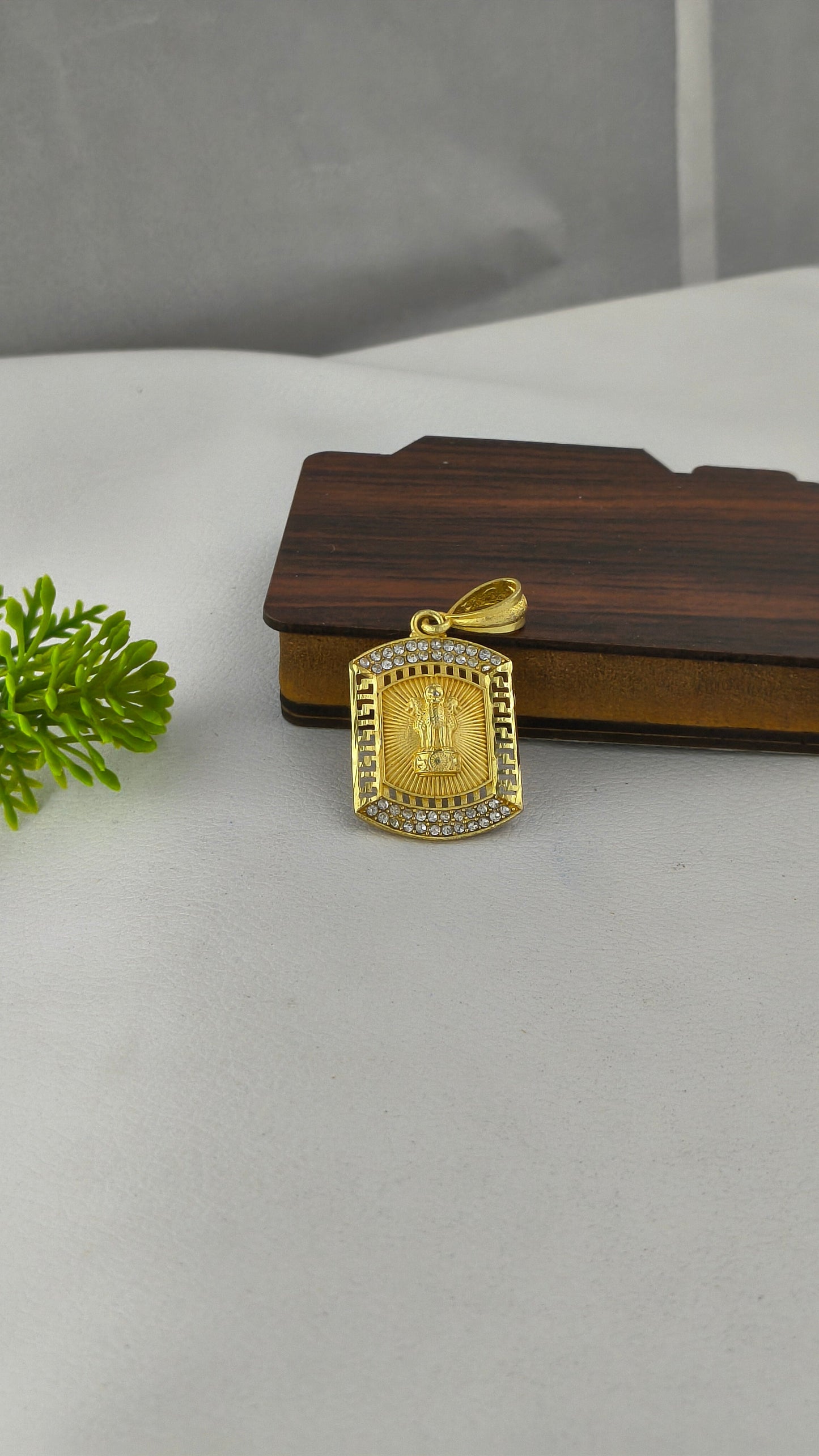 SARKAR MICRO GOLDEN AD Emblem of India Pendant for men.