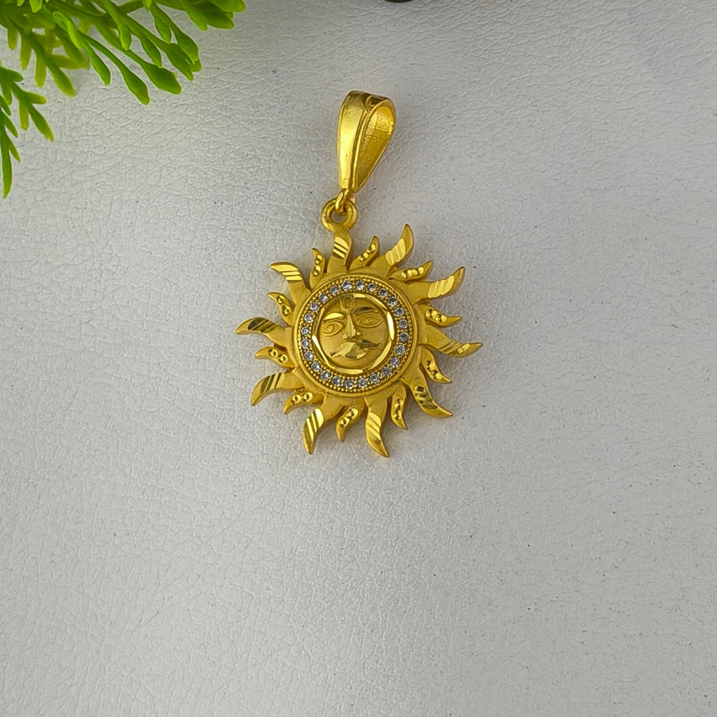 One Gram Gold Plated Golden Lord Surya with precious gems Pendant, Highly Gold Plated.