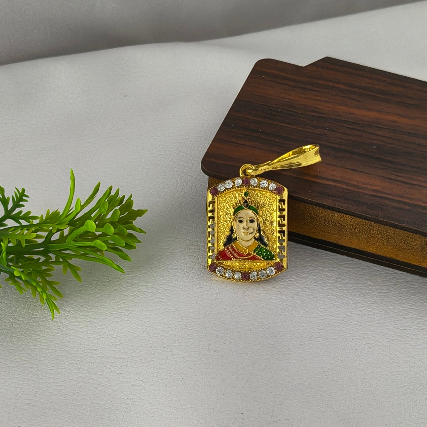 One Gram Gold Plated Alloy Chehar Maa Pendant.