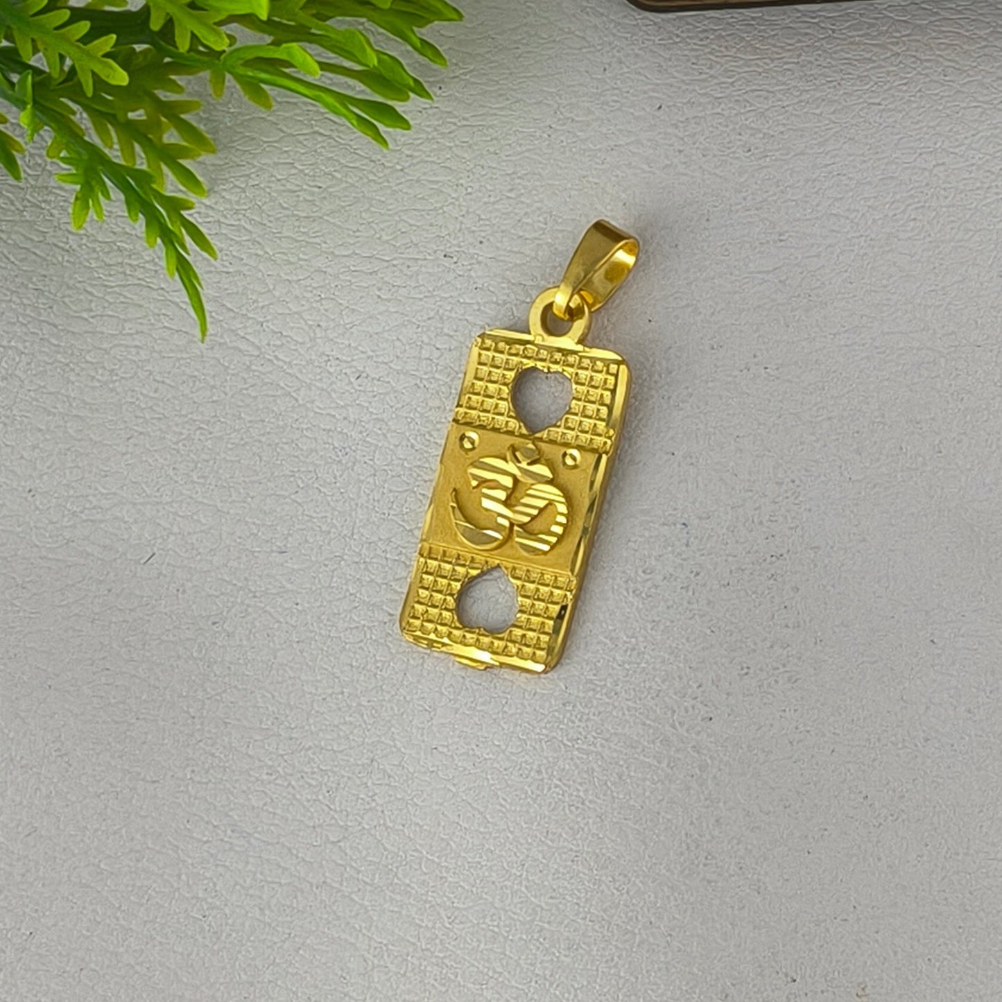 One Gram Gold Plated OM rectangle shape, Gold Plated Pendant.