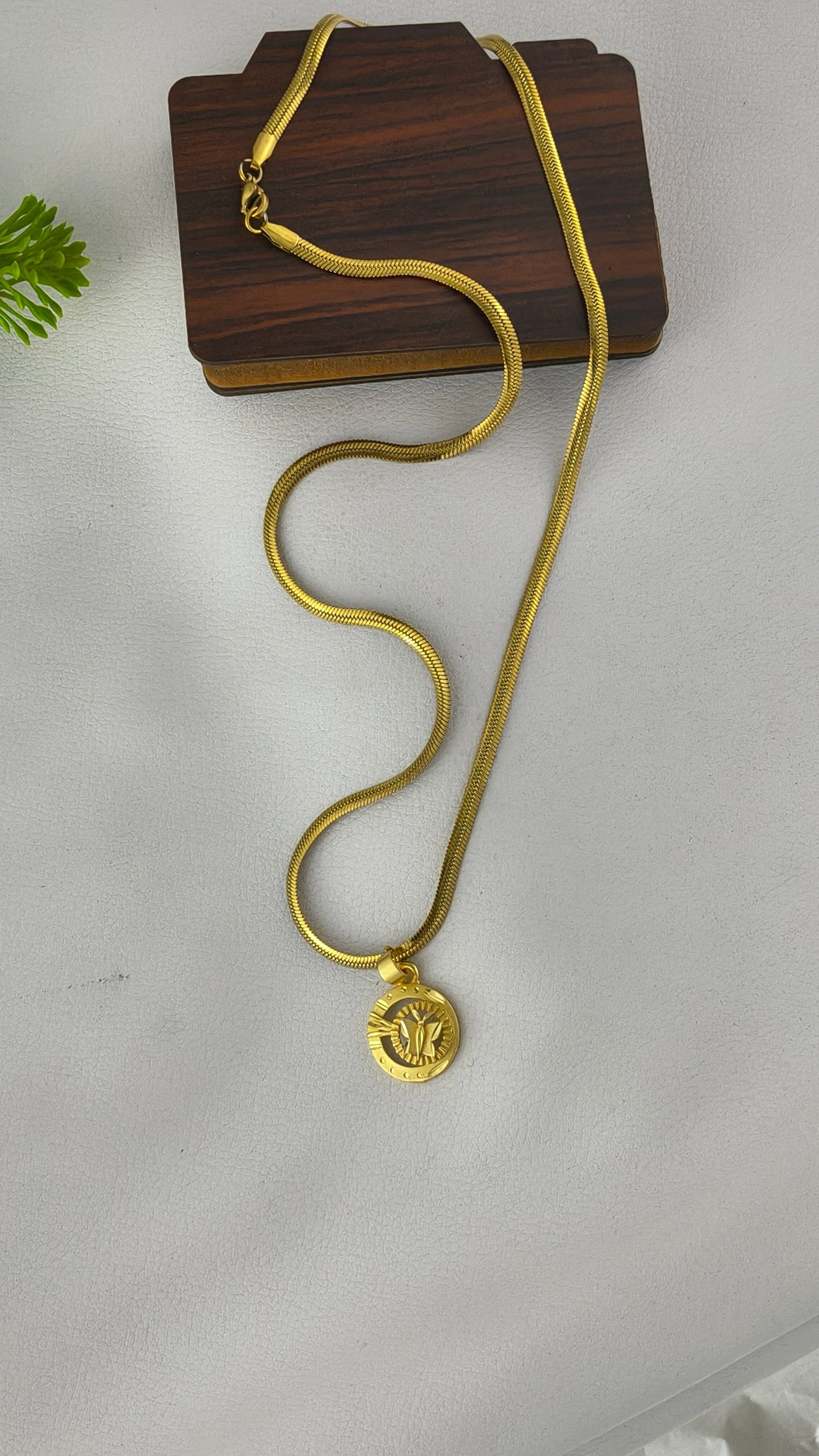 Gold Plated Primium butterfly pendant with Gold-plated Classic Snake Chain Combo Set.
