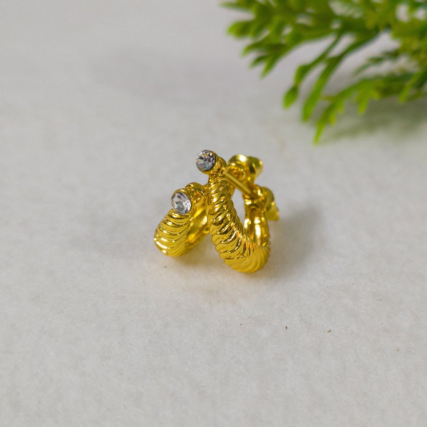 One Gram Gold Plated Korean Style earrings with American Diamond.