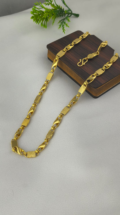 Gold Plated Koyli With Nawabi Biscuits Chain For Men