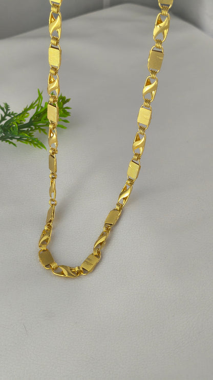 Gold Plated Koyli With Nawabi Biscuits Chain For Men