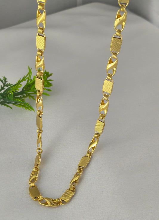 Gold Plated Koyli With Nawabi Biscuits Chain For Men.
