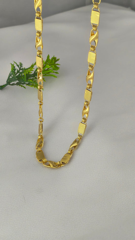 Gold Plated Koyli With Nawabi Biscuits Chain For Men