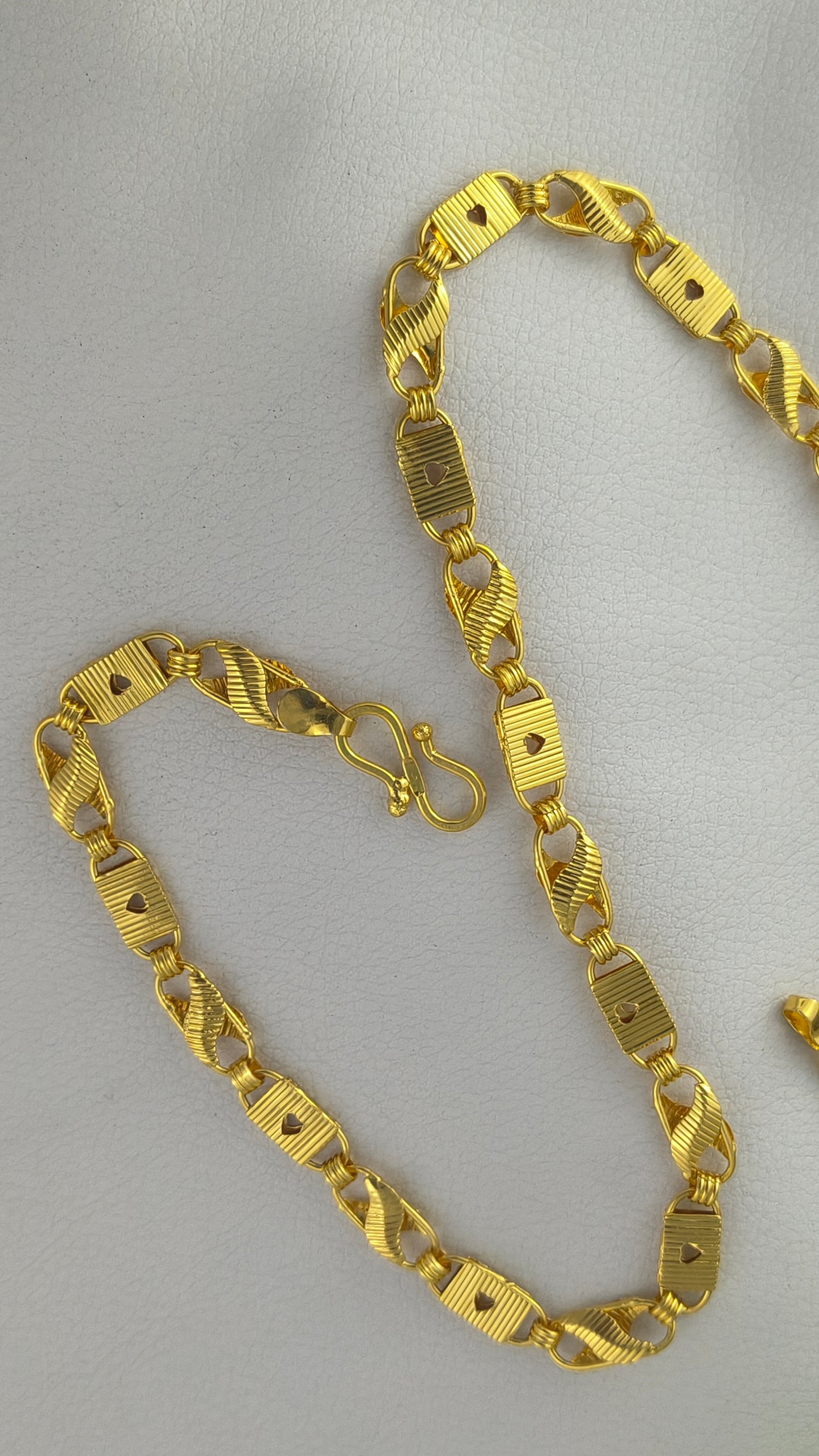 Gold Plated Heart Shape Biscuit Chain For Men