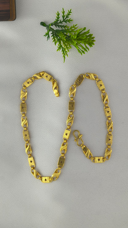 Gold Plated Heart Shape Biscuit Chain For Men