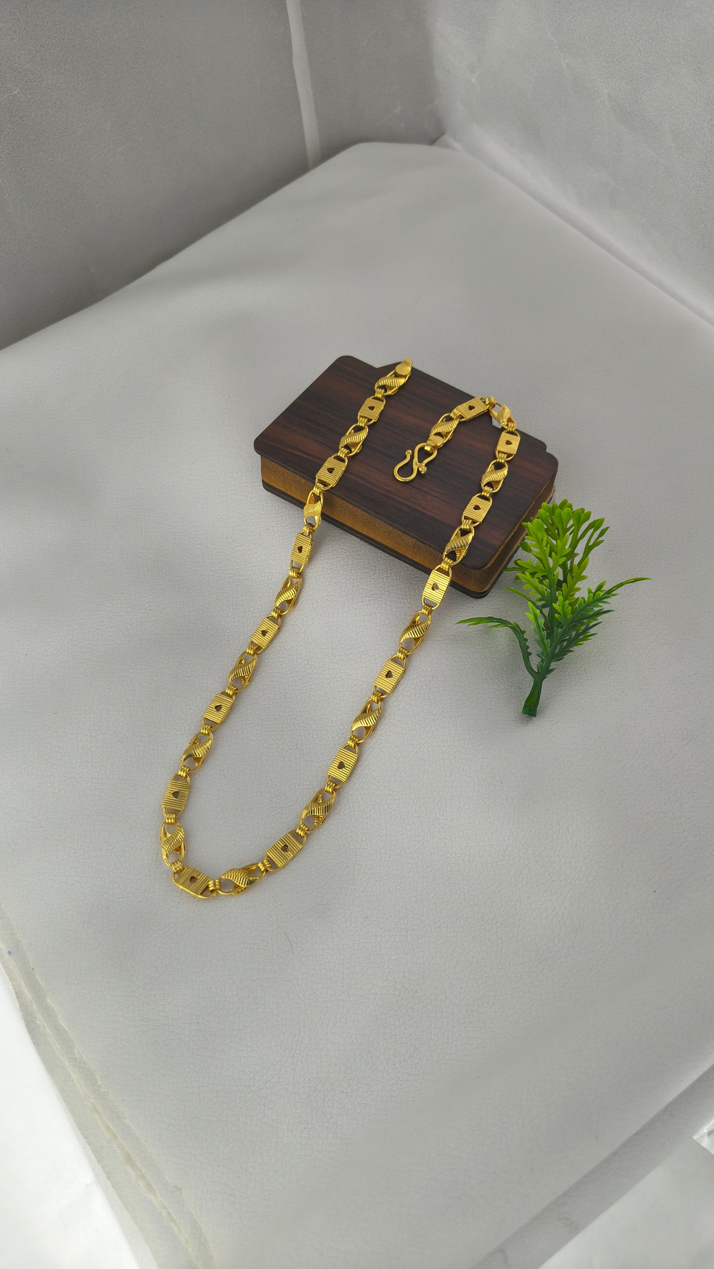 Gold Plated Heart Shape Biscuit Chain For Men