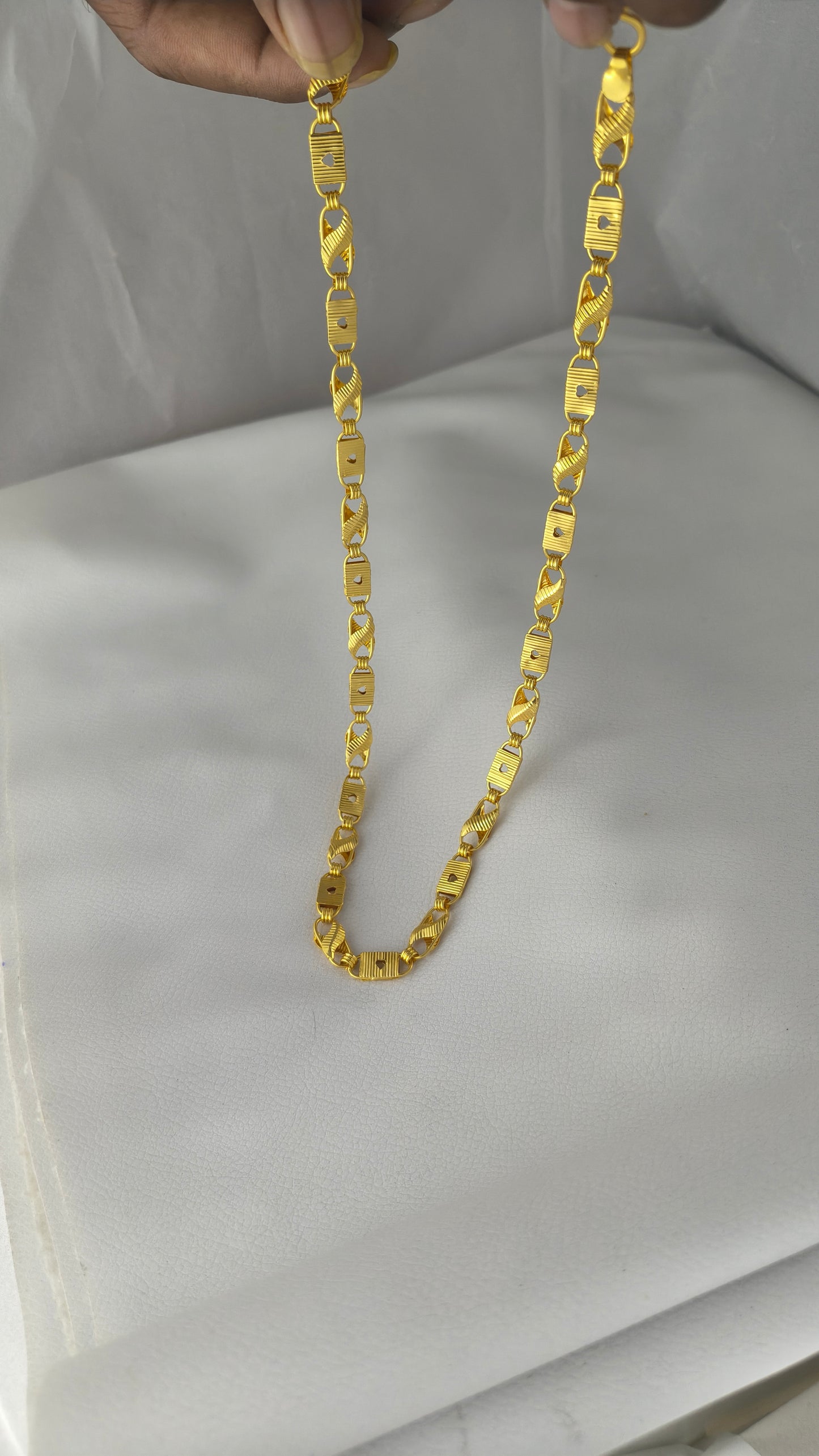 Gold Plated Heart Shape Biscuit Chain For Men