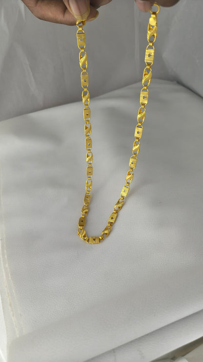 Gold Plated Heart Shape Biscuit Chain For Men