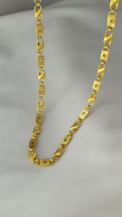 Gold Plated Heart Shape Biscuit Chain For Men