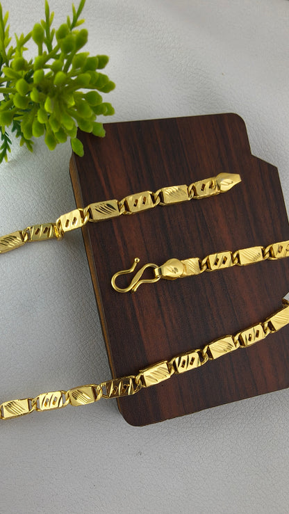Gold Plated Nawabi Biscuits Durable Design Chain For Men