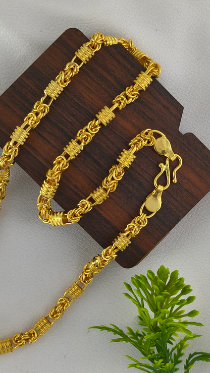 New Exclusive Indo Design Gold Pletted Rajwadi Chain For Men