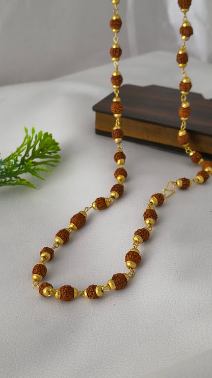 Brown Rudraksh Mala Gold Plated