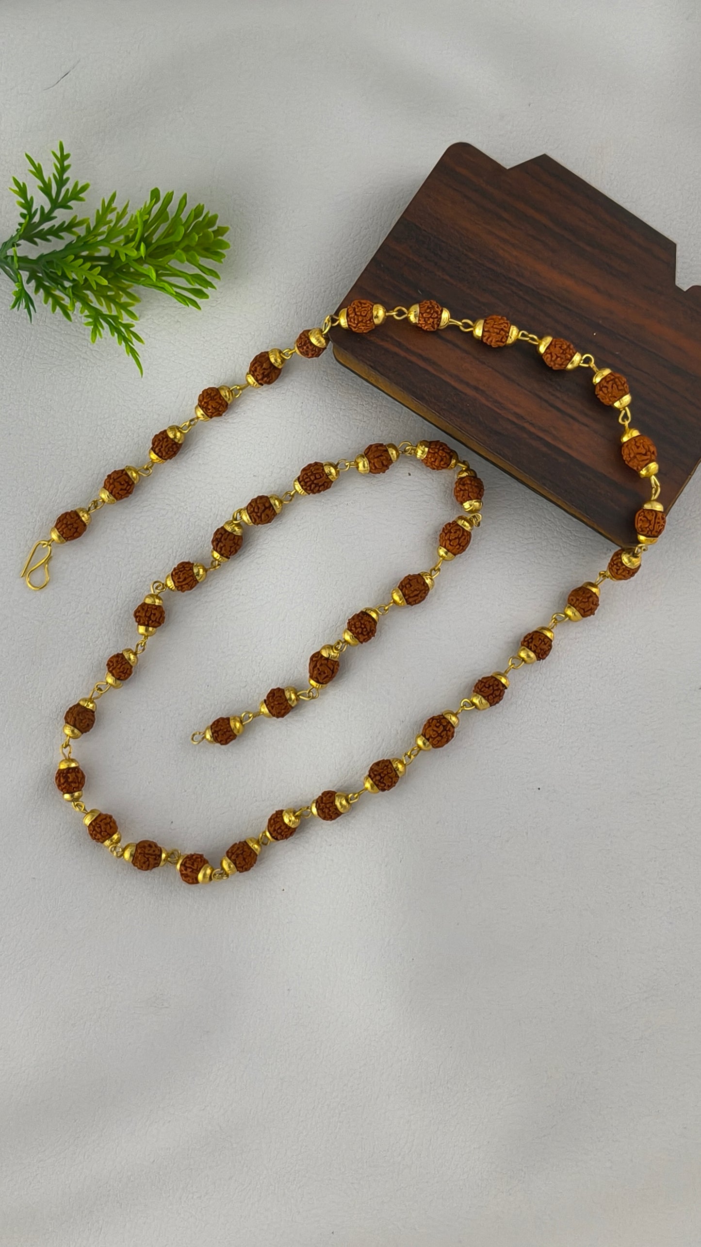 Brown Rudraksh Mala Gold Plated