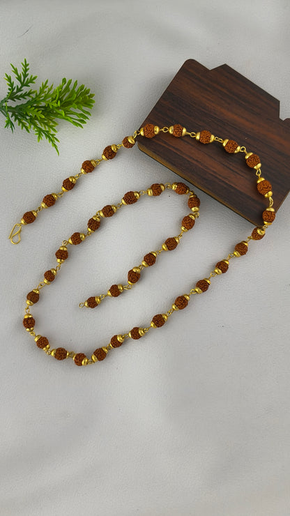 Brown Rudraksh Mala Gold Plated