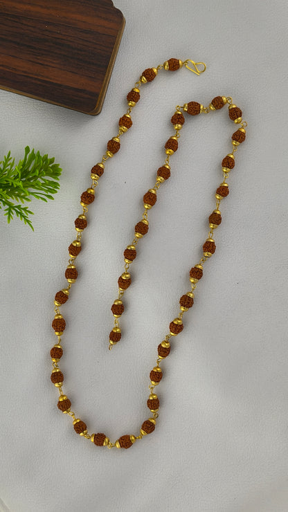 Brown Rudraksh Mala Gold Plated