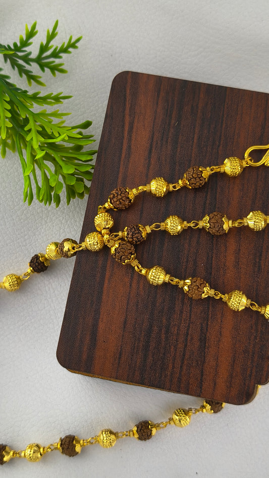 Rudraksh With Desigber Mala High Gold Plated