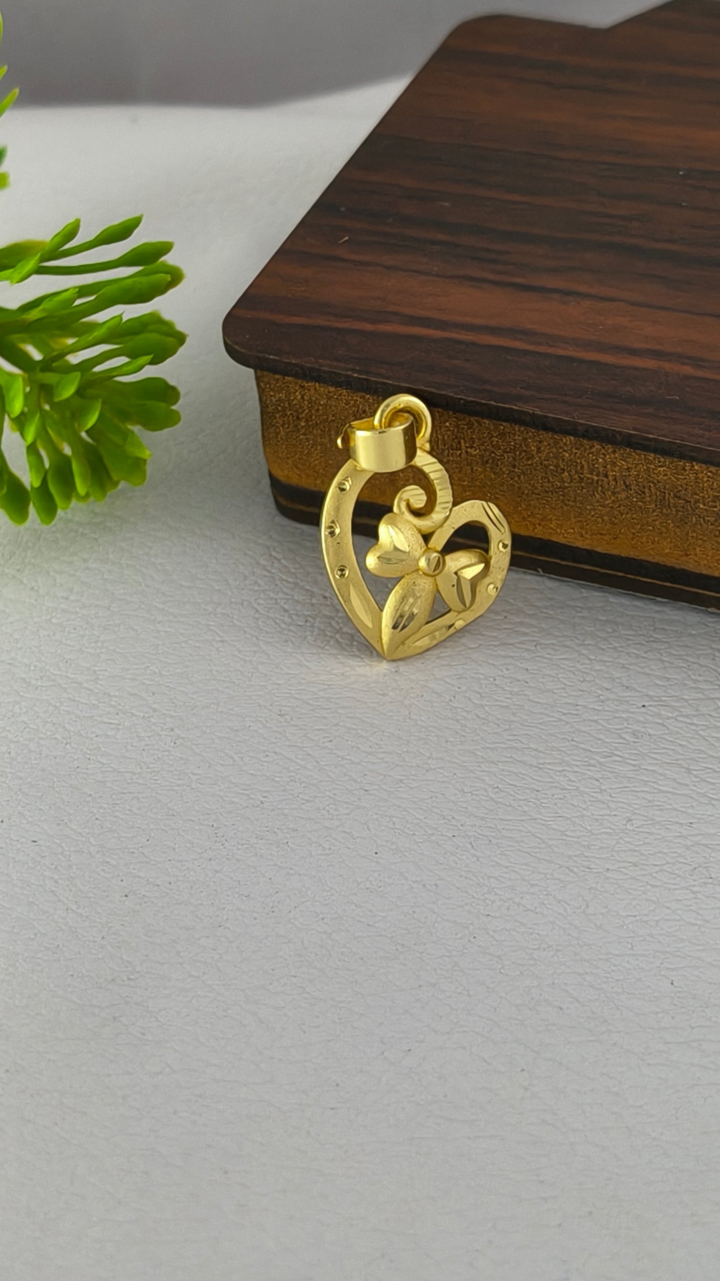 Gold Plated Premium Heart Butterfly Pendant.