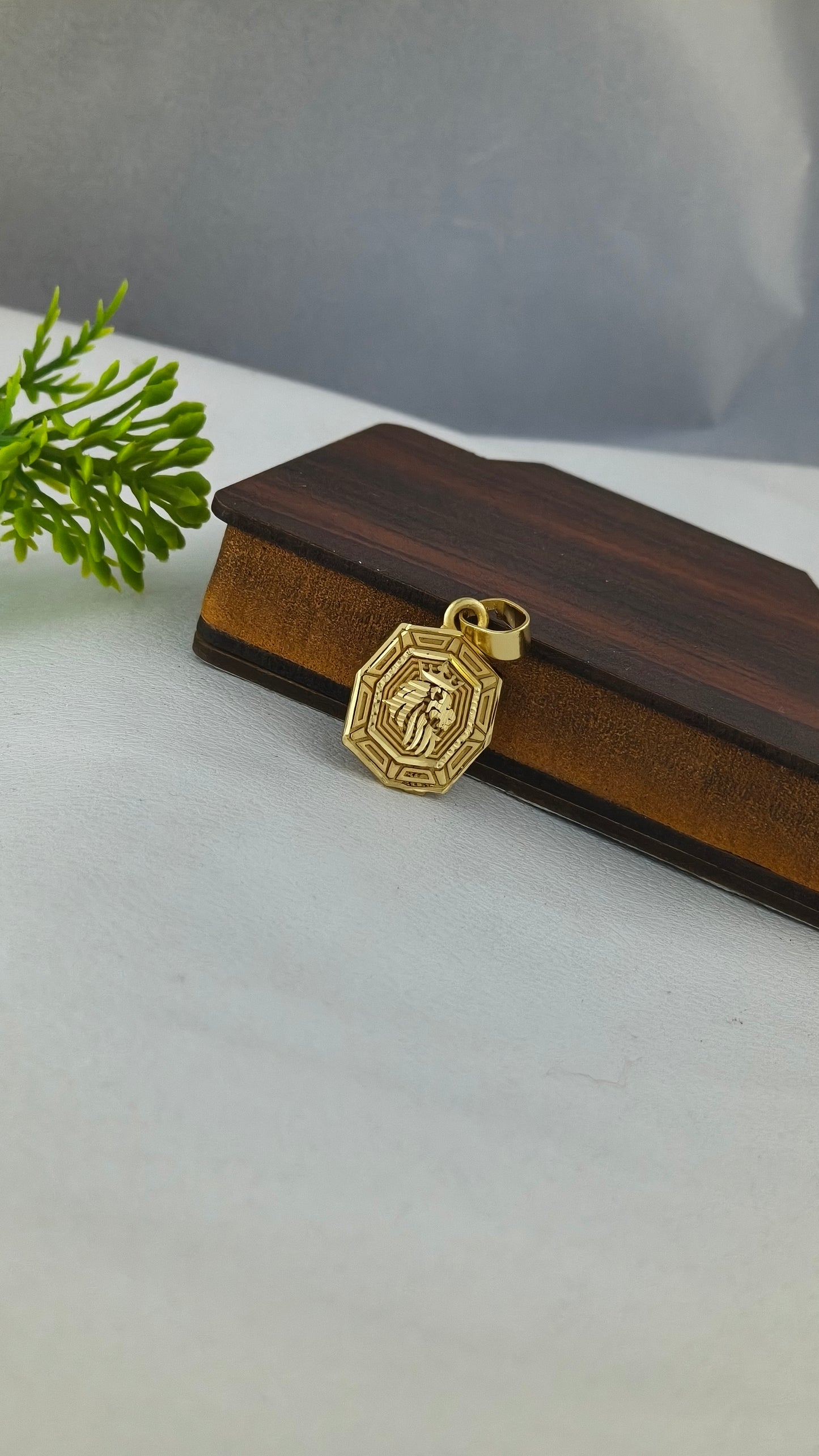 gold-plated lion face pendant from Arbuda imitation.