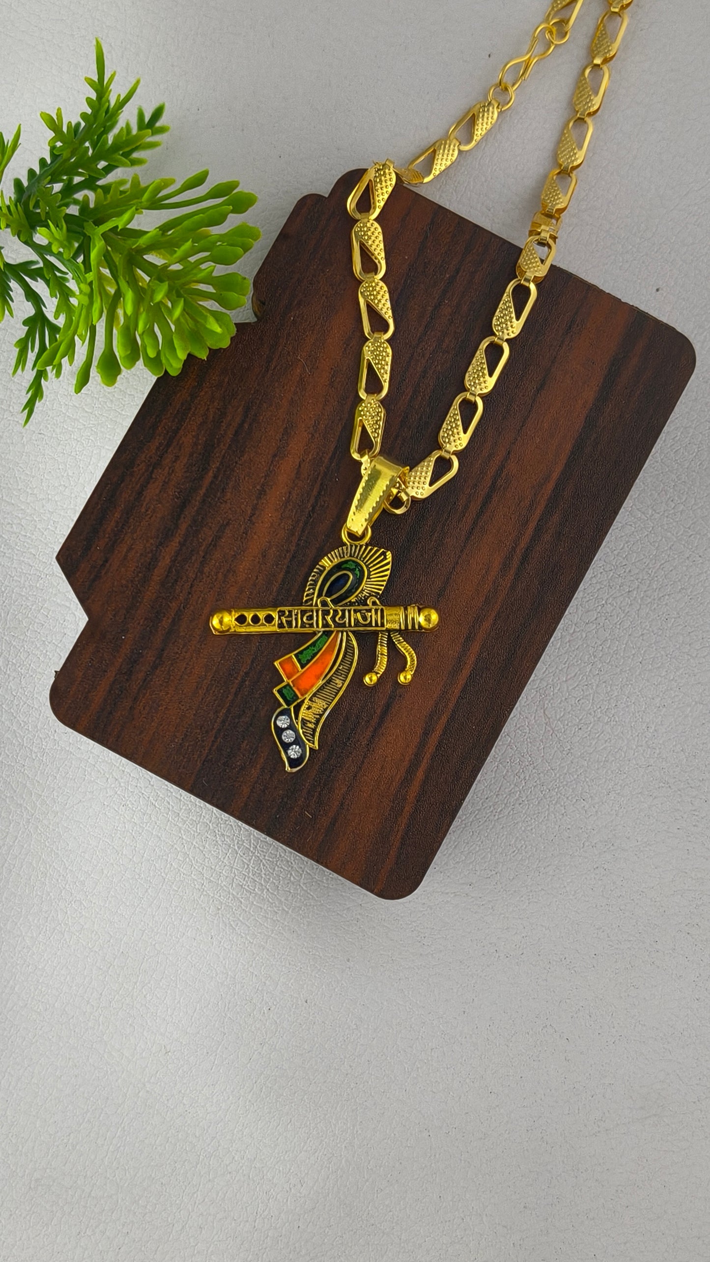 stylish gold plated shree sawariya Pendant & Chain combo