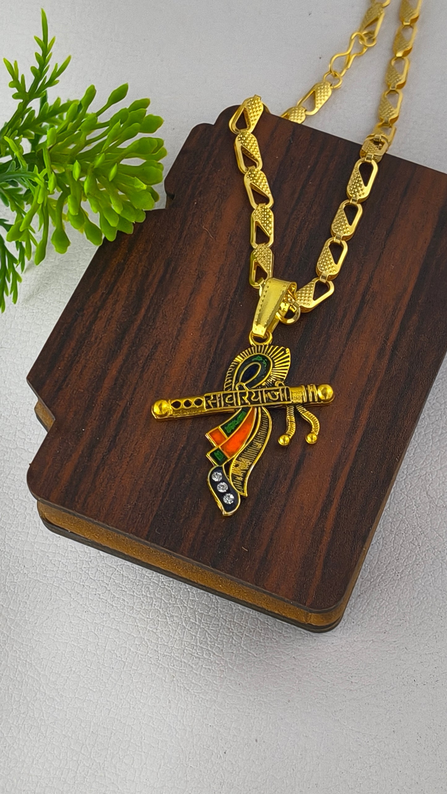 stylish gold plated shree sawariya Pendant & Chain combo