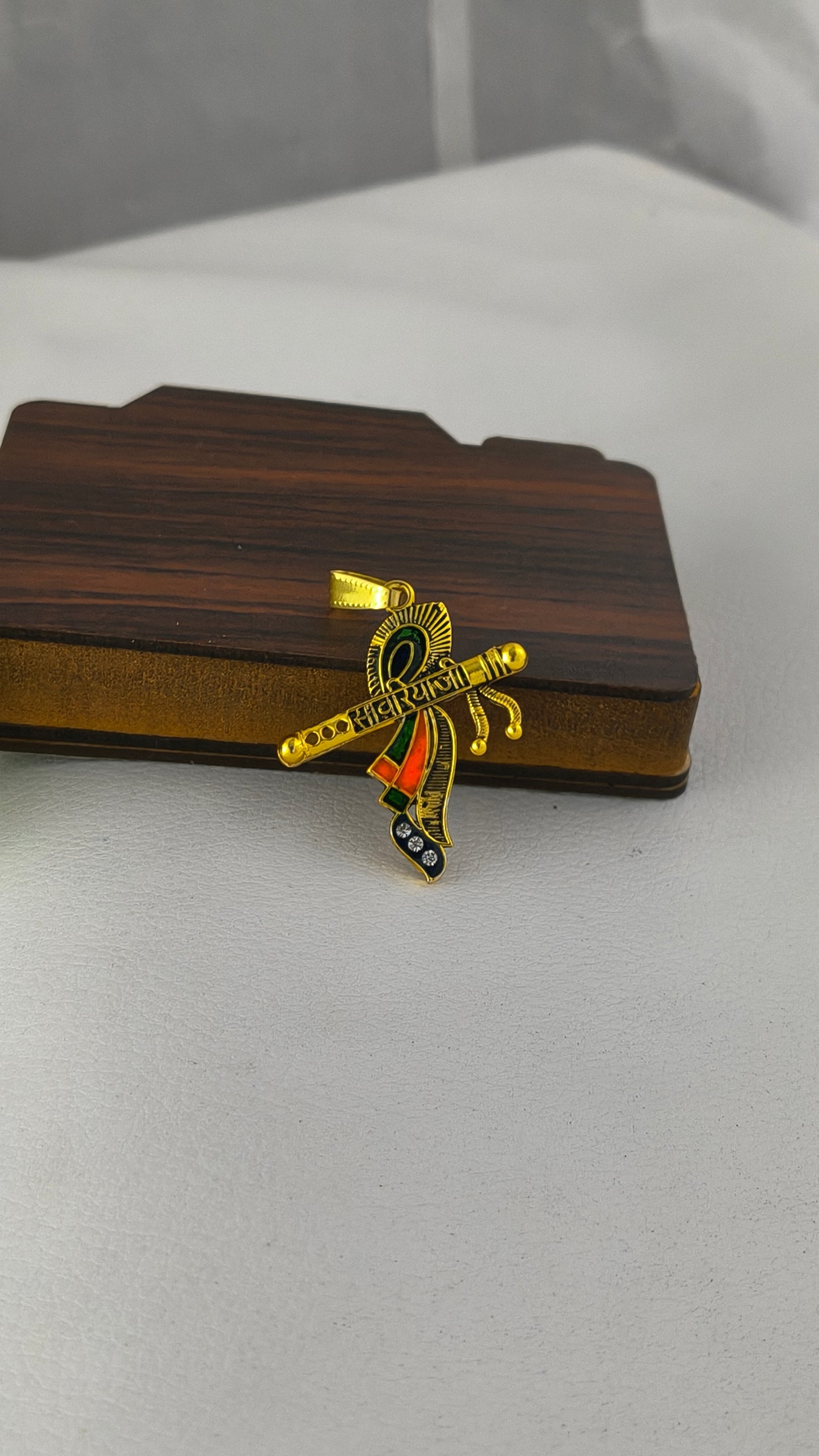 Savariya Seth Stylish colourful Gold plated pendant.