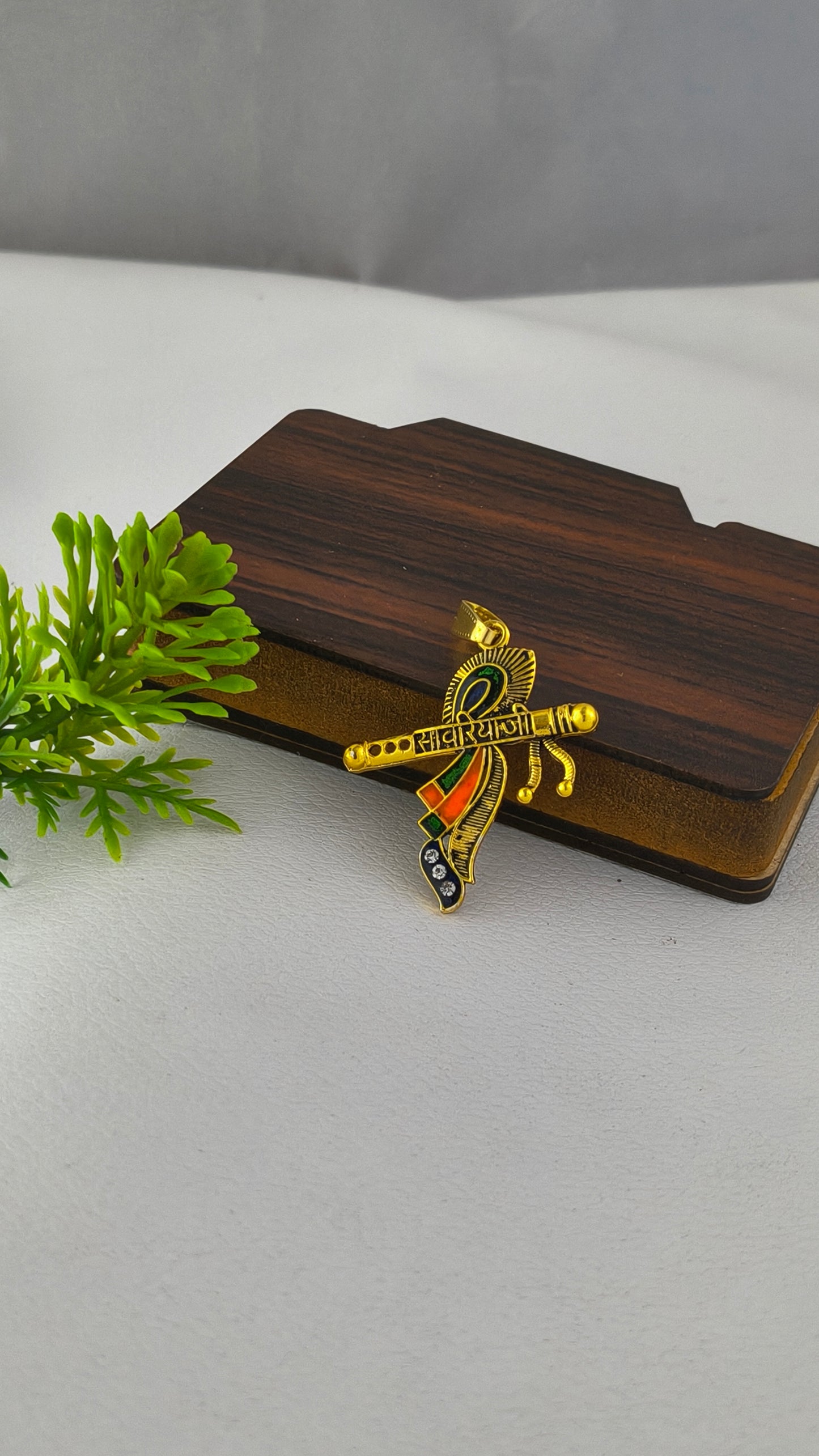 Savariya Seth Stylish colourful Gold plated pendant.