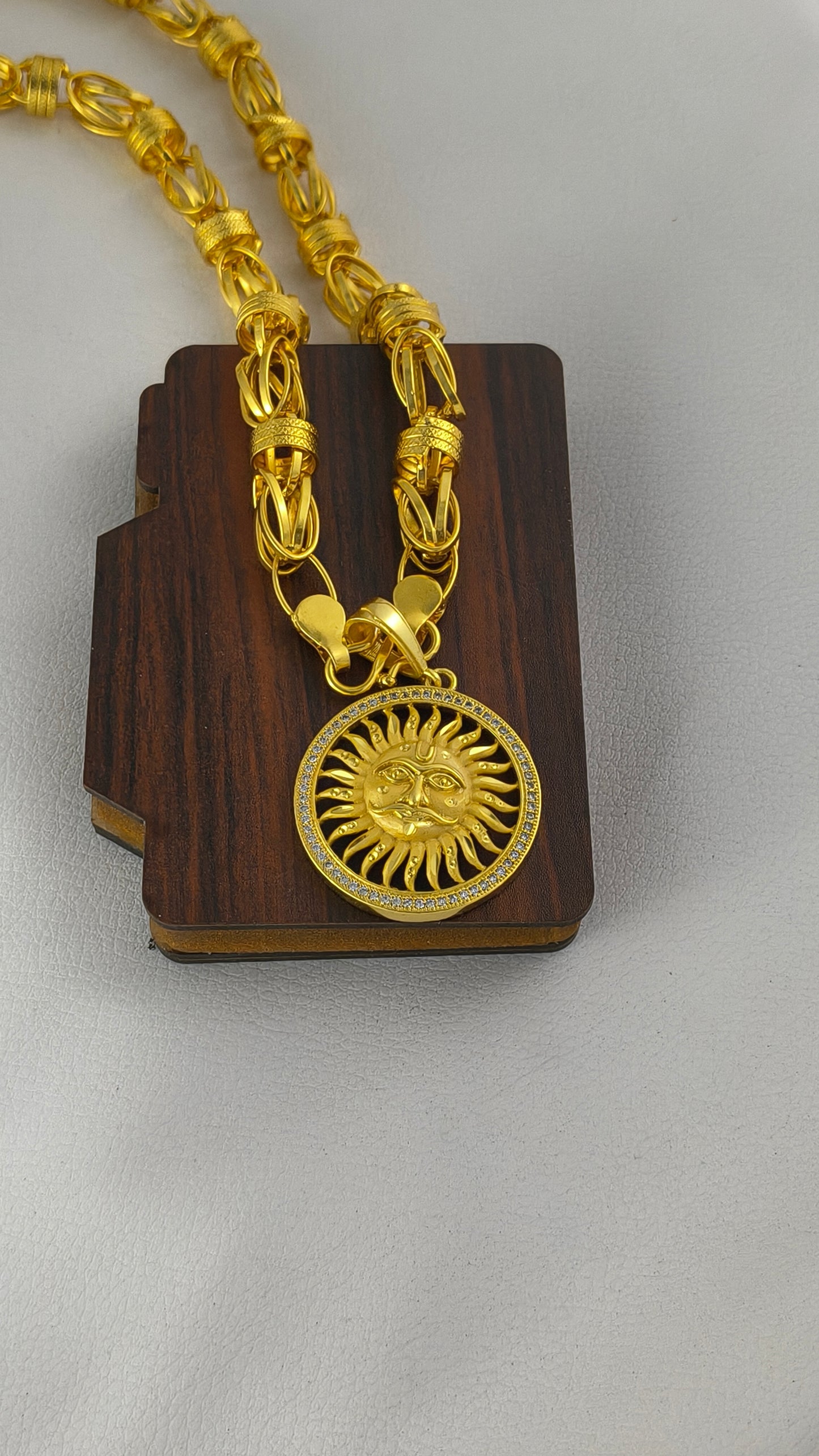 Gold plated premium heavy chain with surya pandent