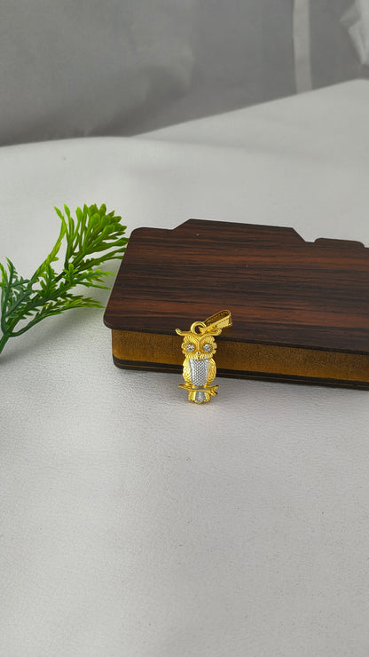 Owl Pendant, Iced Out Owl Tree Branch Necklace, Gold Owl Pendant Stainless Steel Hip Hop Gold Owl Animal Necklace Celtic Owl Necklace