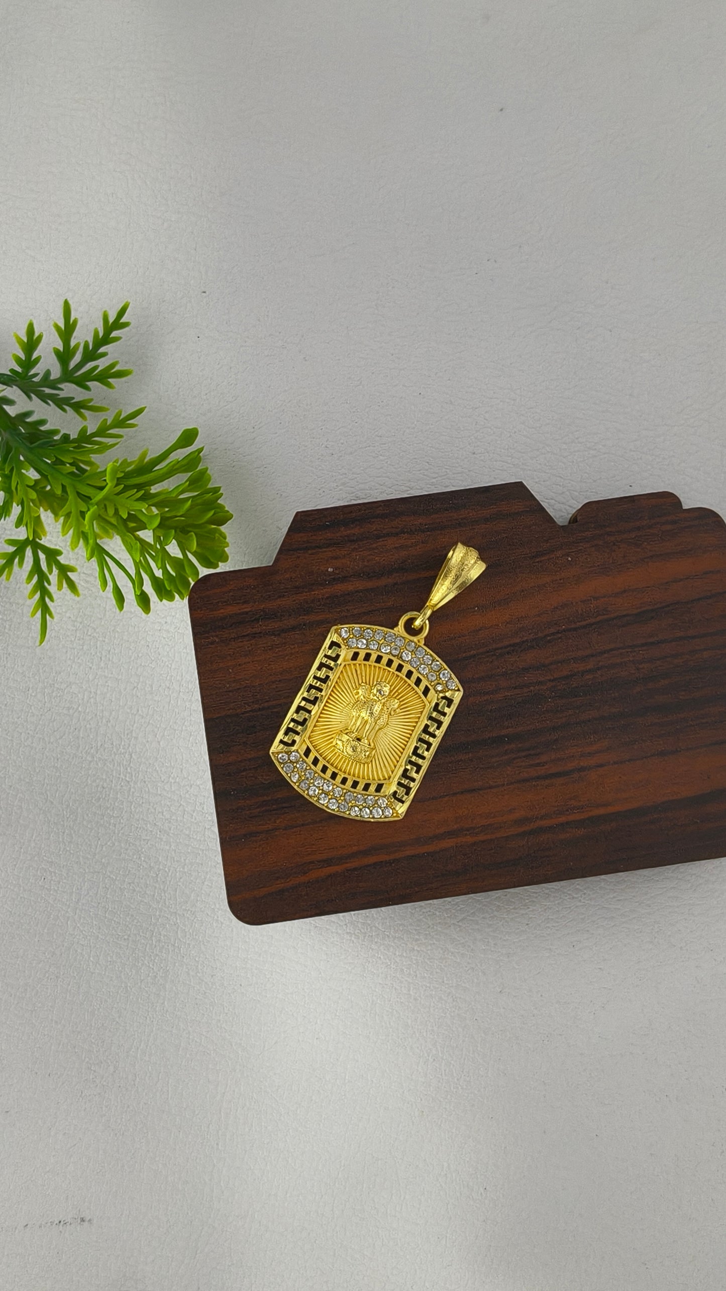 SARKAR MICRO GOLDEN AD Emblem of India Pendant for men