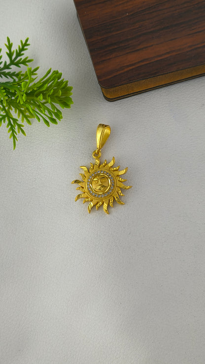 Golden Lord Surya with precious gems Pendant, Highly Gold Plated.