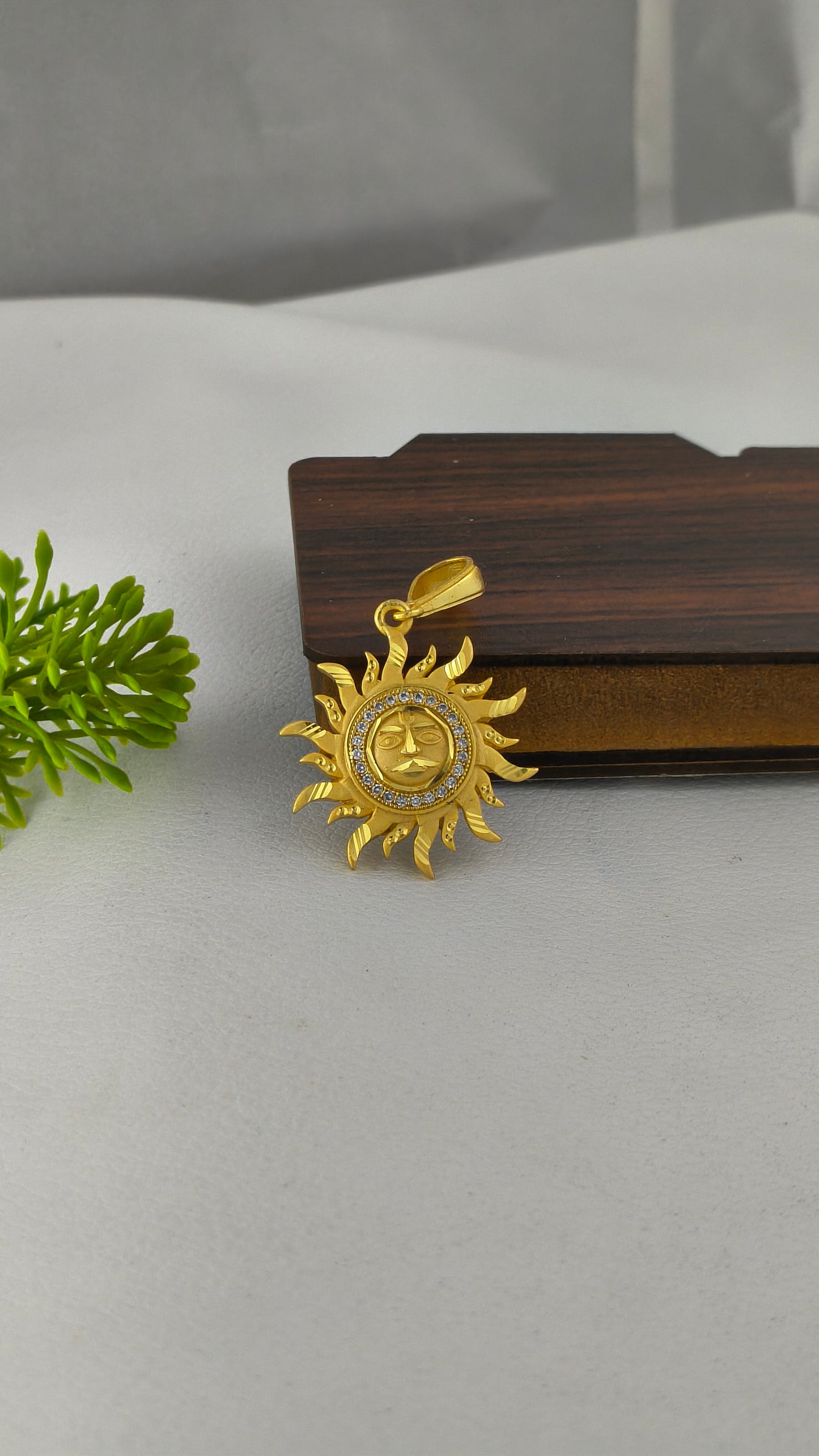 Golden Lord Surya with precious gems Pendant, Highly Gold Plated.