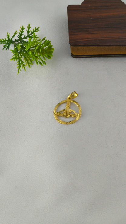 Jay Shree Shyam Gold locket with round design Gold-plated Pendant