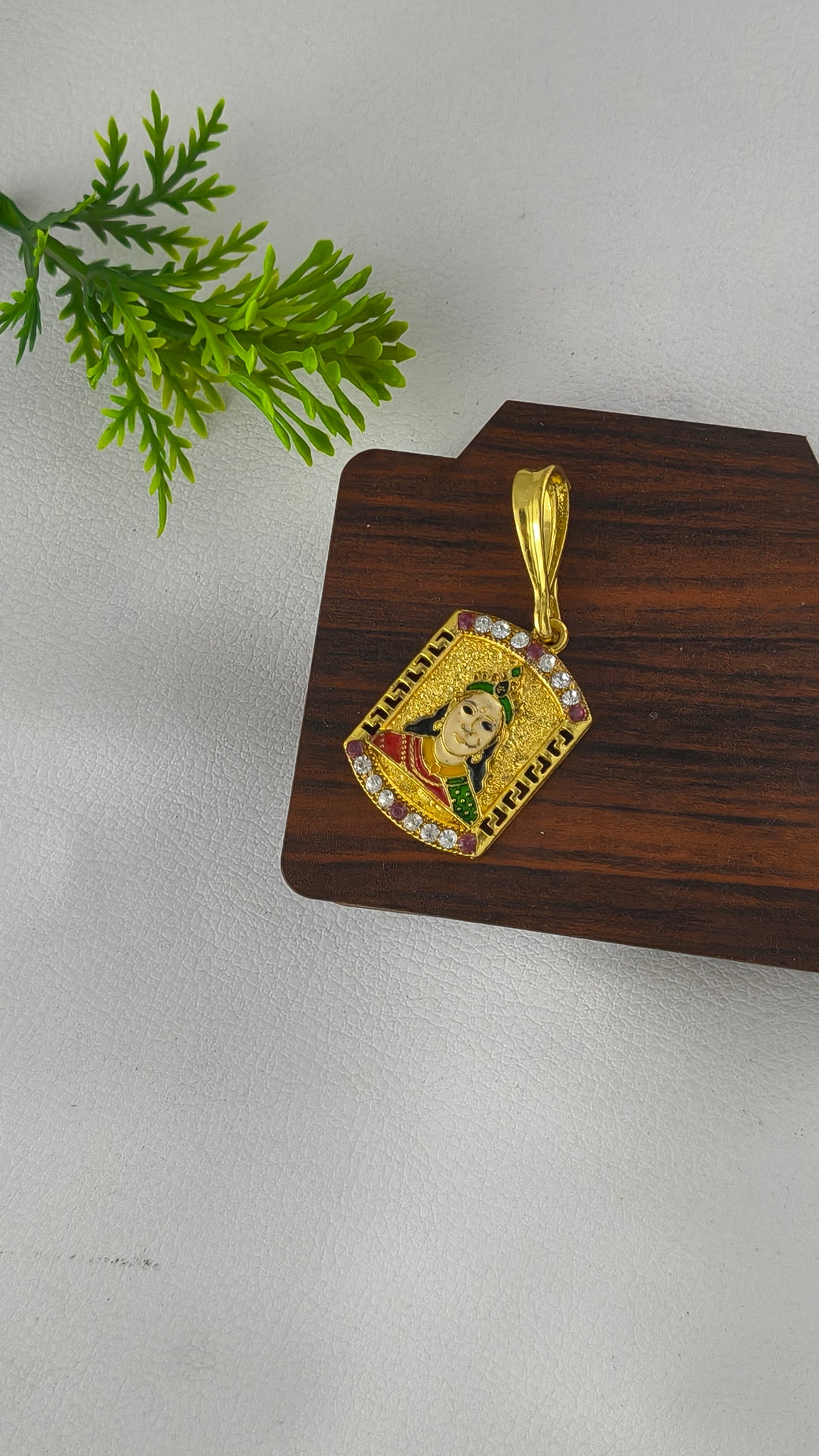 Gold Plated Alloy Chehar Maa Pendant.