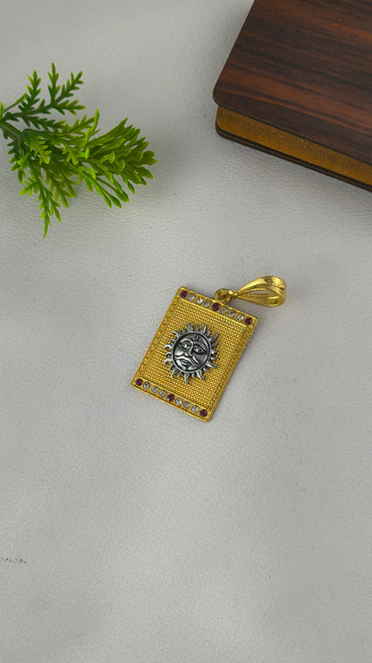 Gold Plated Lord Surya Pendant For Men