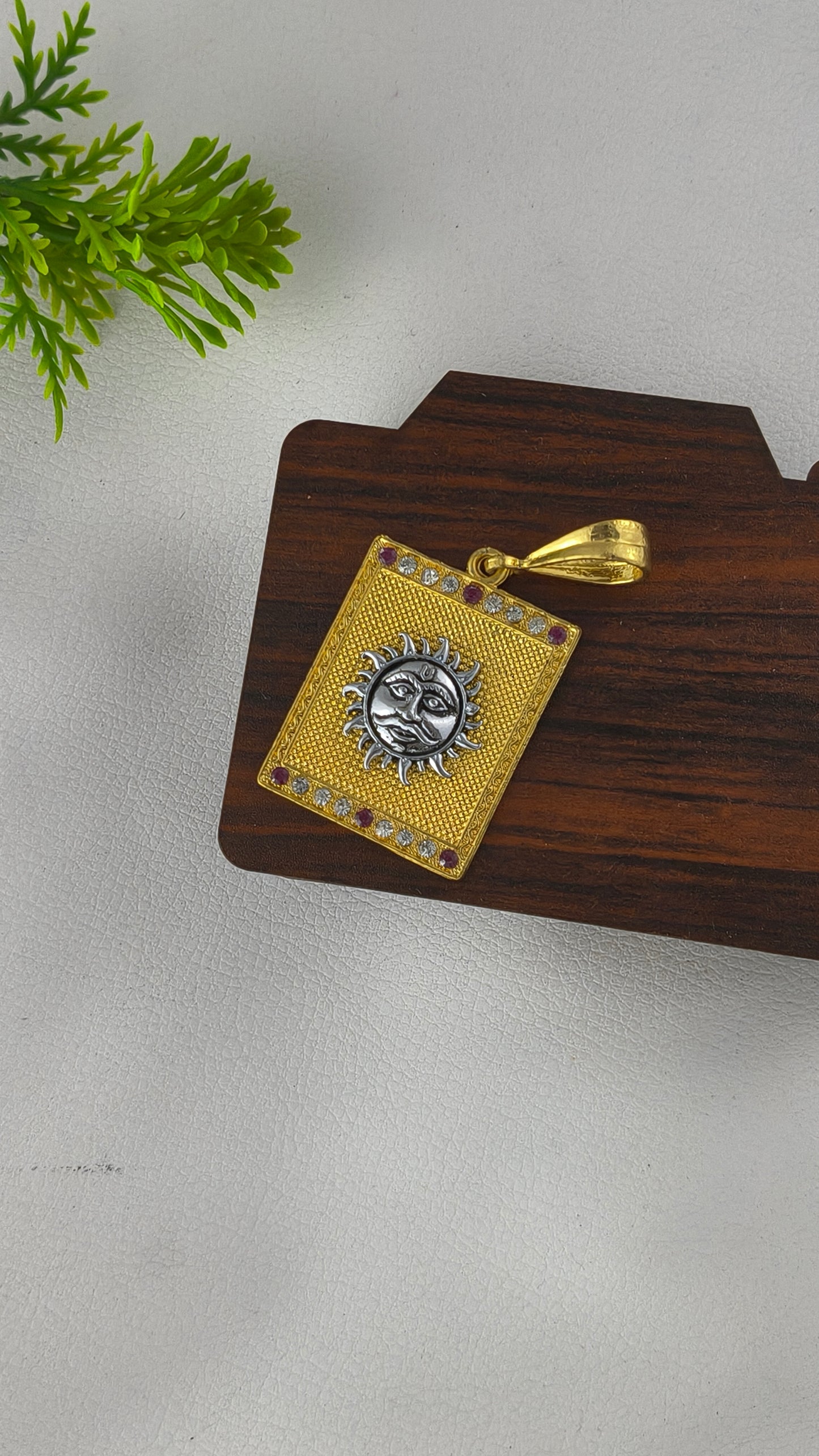 Gold Plated Lord Surya Pendant For Men