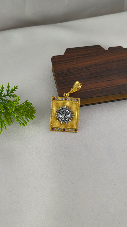 Gold Plated Lord Surya Pendant For Men