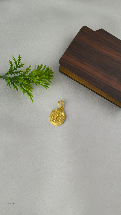 Gold Plated Octagonal Om Pendant