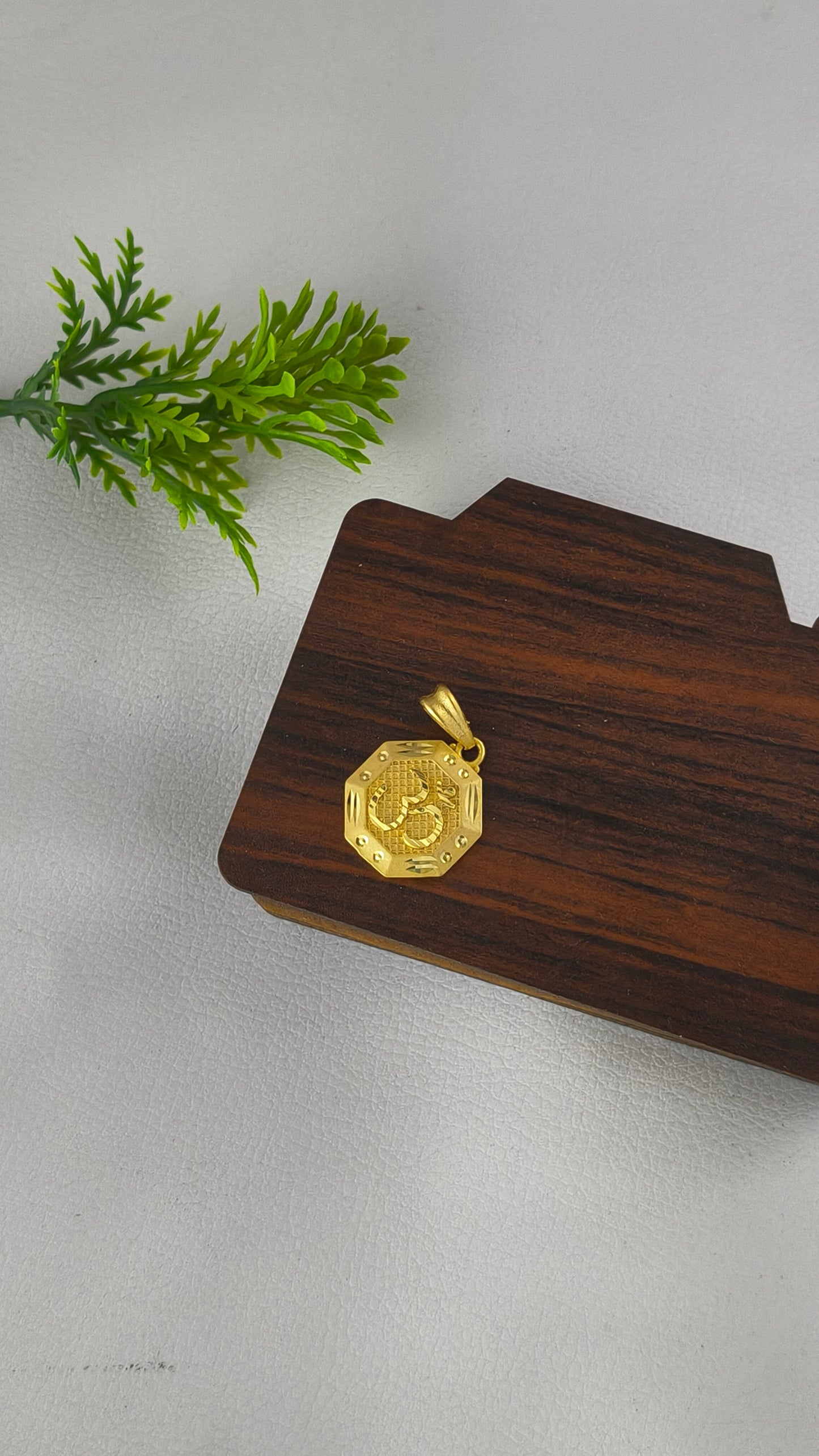 Gold Plated Octagonal Om Pendant