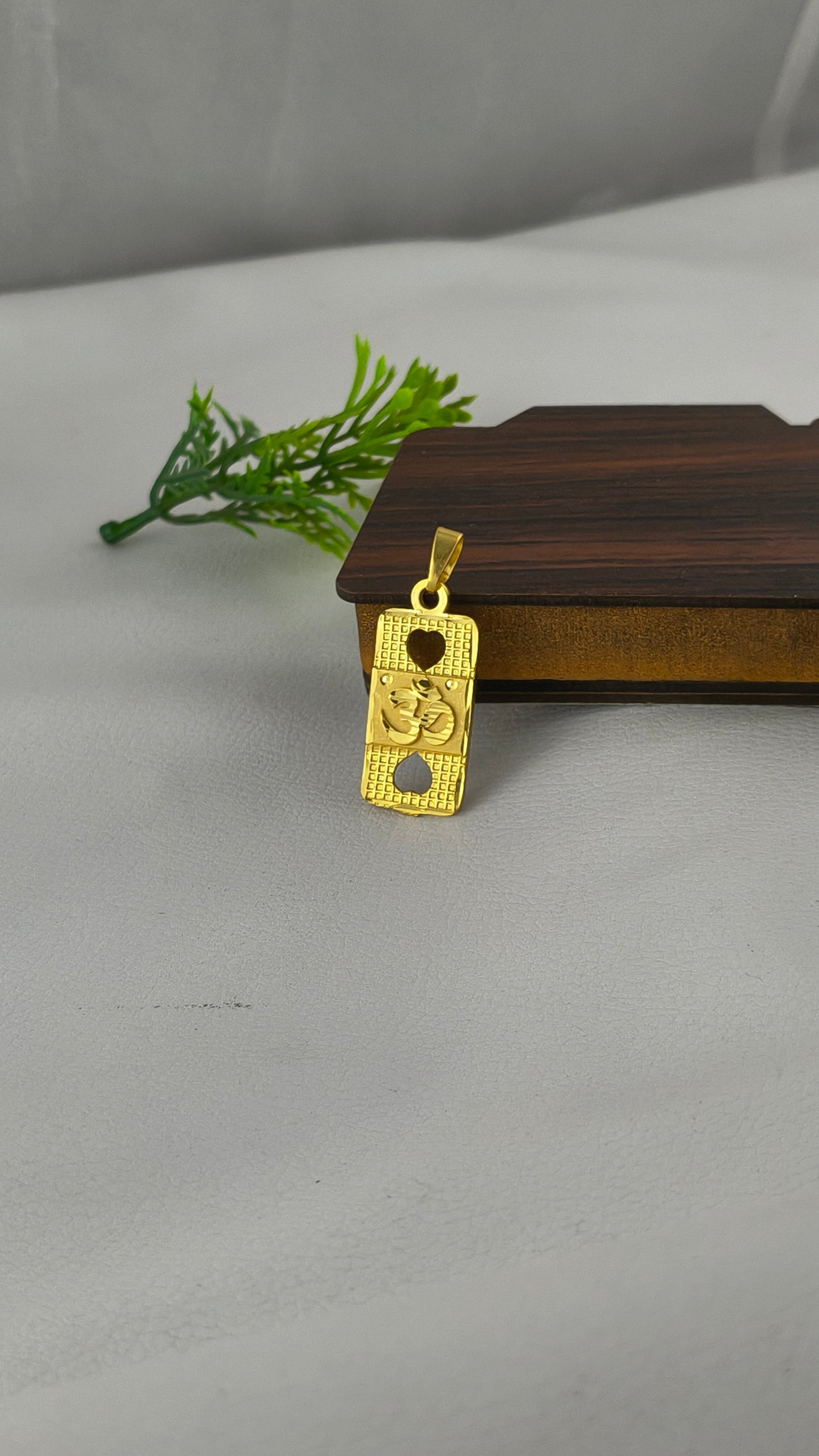 OM rectangle shape, Gold Plated Pendant.