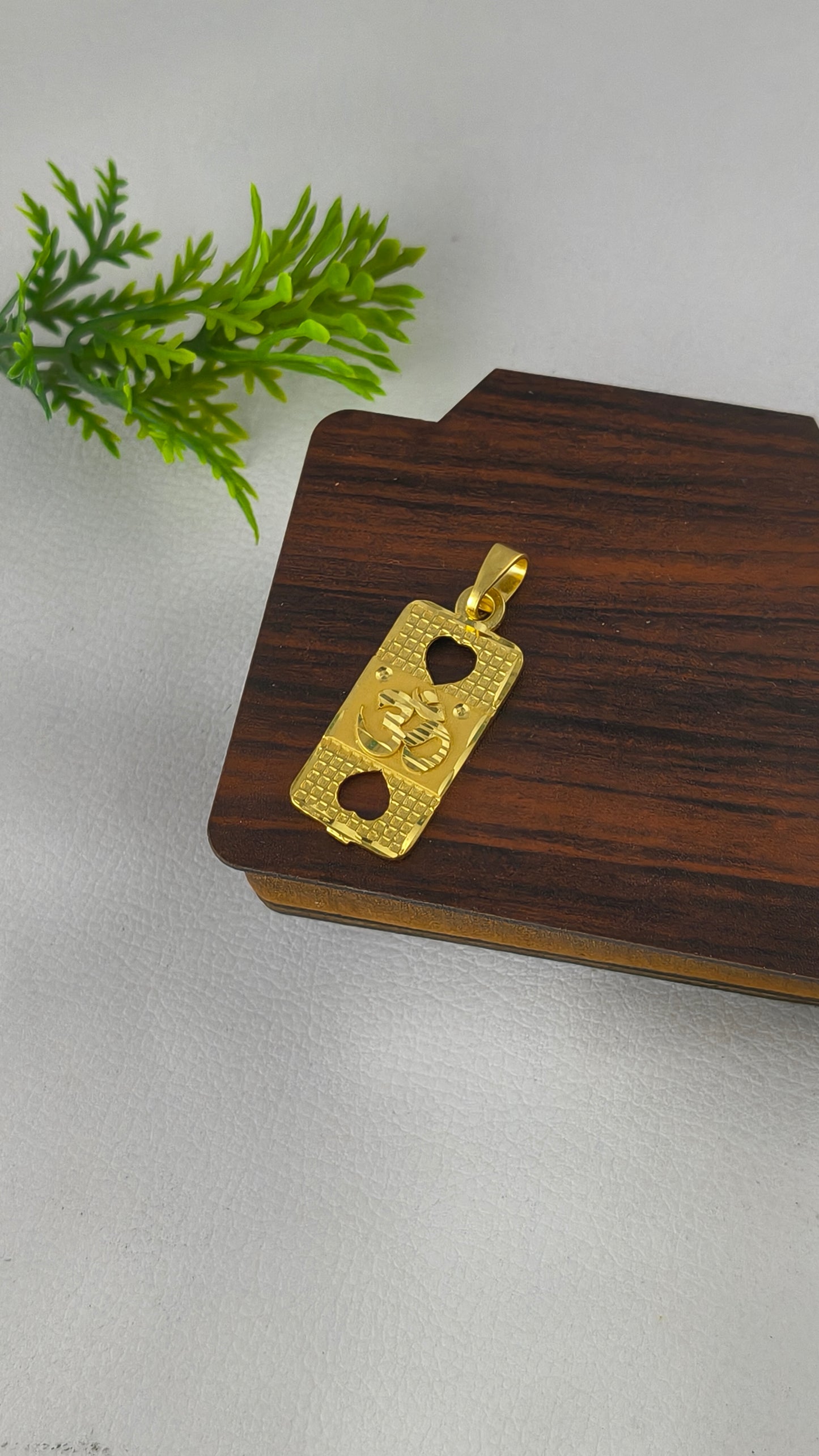 OM rectangle shape, Gold Plated Pendant.